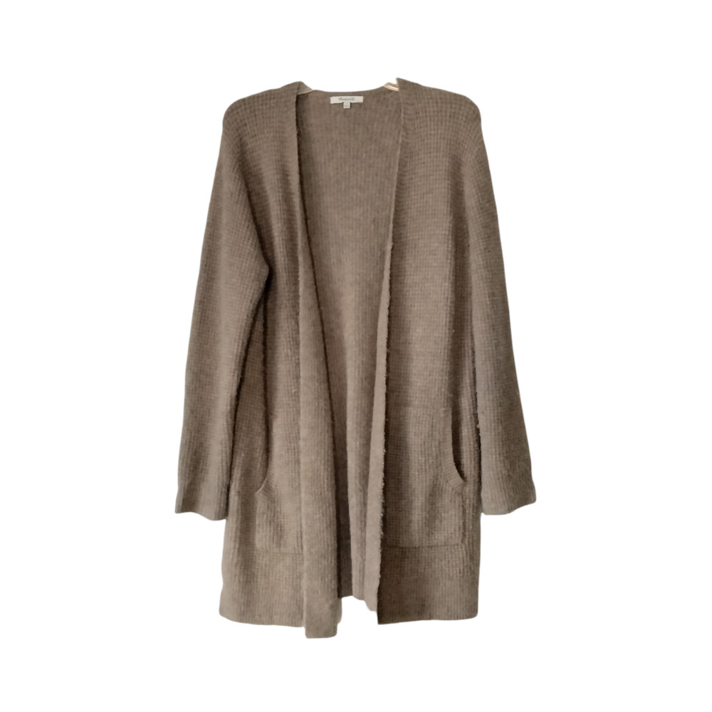 Madewell Women's M Alpaca Wool Blend Open Front Cardigan Long Duster Soft Brown